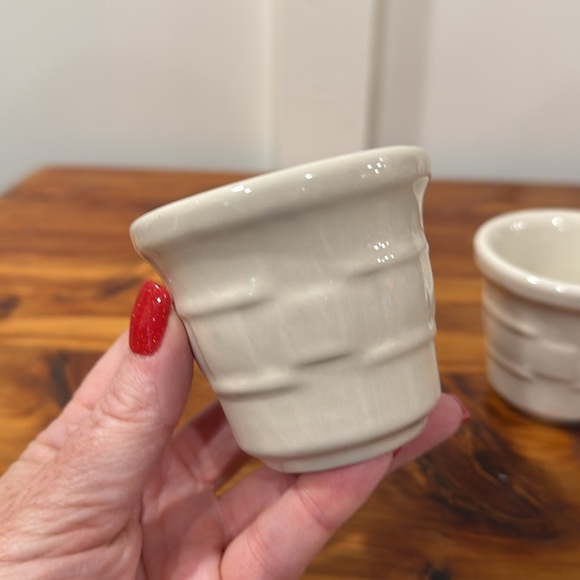 Longaberger Pottery Woven Traditions Ivory Votive Holder Pair - Picture 2 of 4